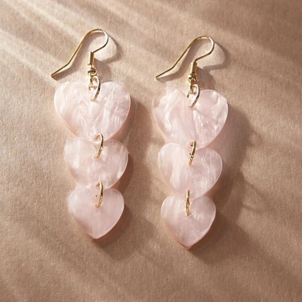 💝 pink heart drop earrings 💝​​